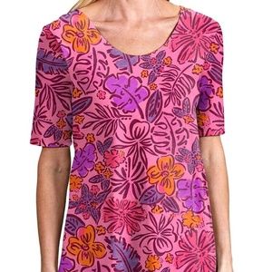 Fresh Produce  Flamingo Pink Sketched Flora Mika Dress